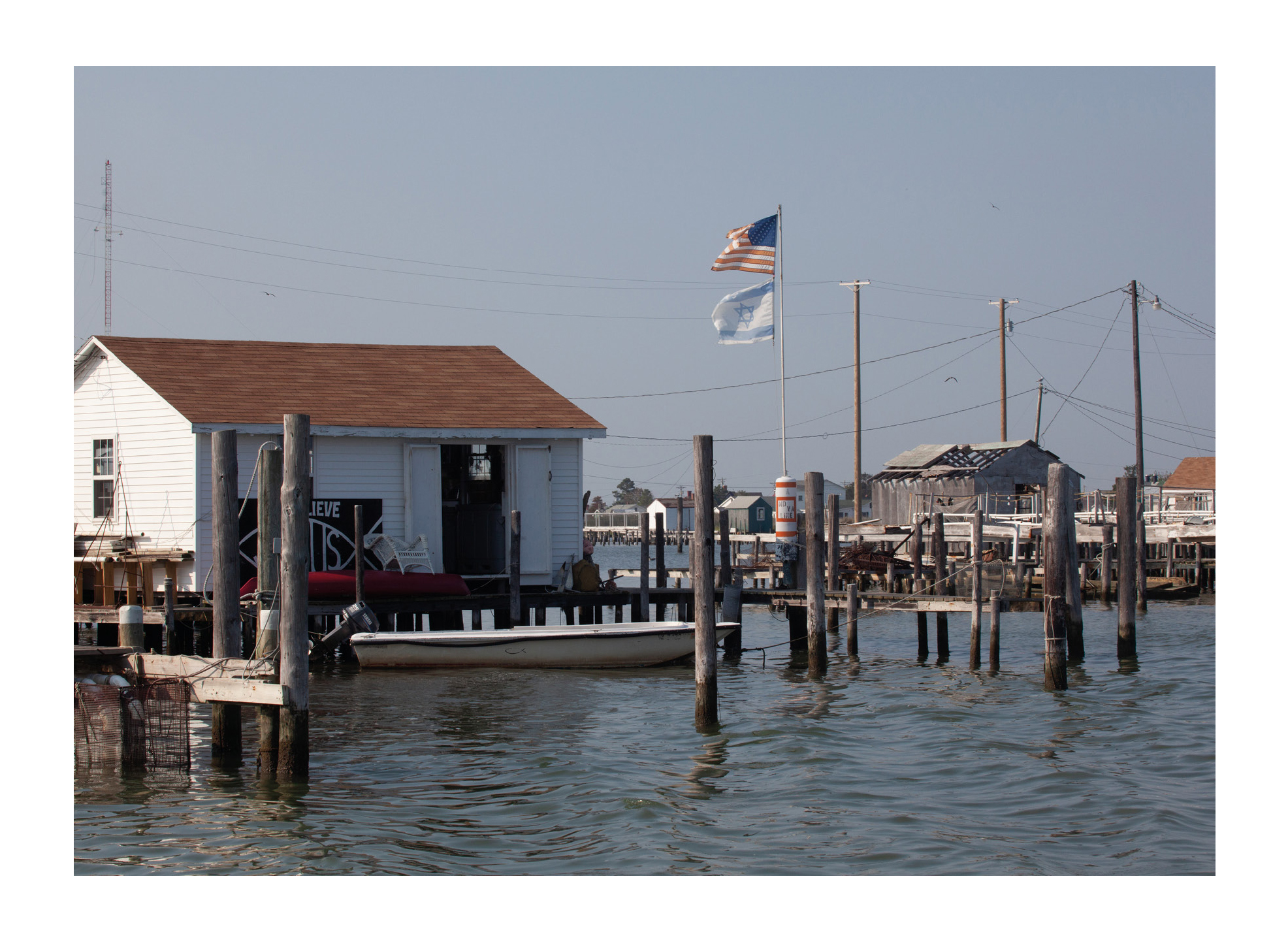 Photography from Tangier Island photography zine showing the harbour in Tangier Island